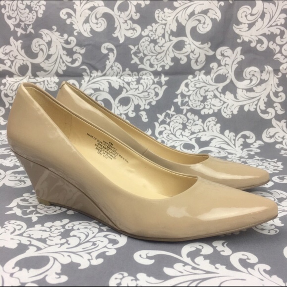 Nine West Nude Pointed Wedges Heels